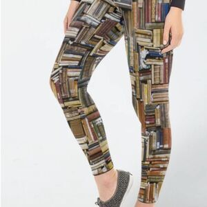 🐸 Book Leggings Brave New World Stack of Books Leggings Book Pattern XS